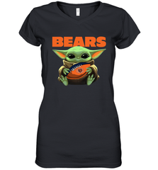 Baby Yoda Loves The Chicago Bears Star Wars Baby Yoda Hugs Bears NFL Womens V-Neck T-Shirt Womens V-Neck T-Shirt - VeigarTee