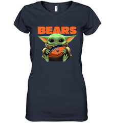 Baby Yoda Loves The Chicago Bears Star Wars Baby Yoda Hugs Bears NFL Womens V-Neck T-Shirt Womens V-Neck T-Shirt - VeigarTee