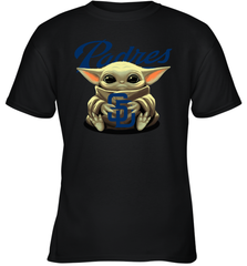 Baby Yoda Hugs Loves The San Diego Padres Baseball Youth T-Shirt Youth T-Shirt - VeigarTee