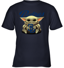 Baby Yoda Hugs Loves The San Diego Padres Baseball Youth T-Shirt Youth T-Shirt - VeigarTee