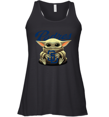 Baby Yoda Hugs Loves The San Diego Padres Baseball Womens Racerback Tank Top Womens Racerback Tank Top - VeigarTee