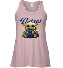 Baby Yoda Hugs Loves The San Diego Padres Baseball Womens Racerback Tank Top Womens Racerback Tank Top - VeigarTee