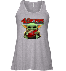 Baby Yoda Loves The San Francisco 49ers Star Wars Baby Yoda Hugs 49ers NFL Womens Racerback Tank Top Womens Racerback Tank Top - VeigarTee