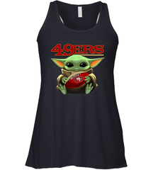 Baby Yoda Loves The San Francisco 49ers Star Wars Baby Yoda Hugs 49ers NFL Womens Racerback Tank Top Womens Racerback Tank Top - VeigarTee