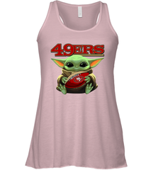 Baby Yoda Loves The San Francisco 49ers Star Wars Baby Yoda Hugs 49ers NFL Womens Racerback Tank Top Womens Racerback Tank Top - VeigarTee