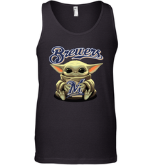 Baby Yoda Hugs Loves The Milwaukee Brewers Baseball Mens Tank Top Mens Tank Top - VeigarTee