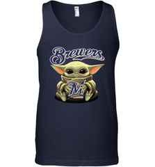 Baby Yoda Hugs Loves The Milwaukee Brewers Baseball Mens Tank Top Mens Tank Top - VeigarTee