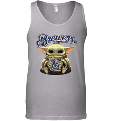 Baby Yoda Hugs Loves The Milwaukee Brewers Baseball Mens Tank Top Mens Tank Top - VeigarTee