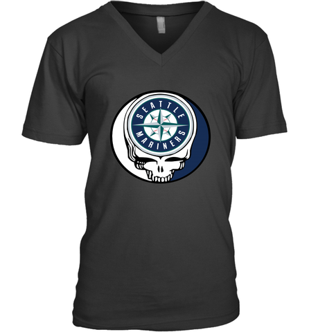 Seattle Mariners Grateful Dead Steal Your Face Baseball Mens V-Neck T-Shirt Mens V-Neck T-Shirt / Black / S Mens V-Neck T-Shirt - VeigarTee