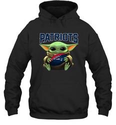 Baby Yoda Loves The New England Patriots Star Wars Baby Yoda Hugs Patriots NFL Adult Hoodie Sweatshirt