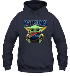 Baby Yoda Loves The New England Patriots Star Wars Baby Yoda Hugs Patriots NFL Adult Hoodie Sweatshirt