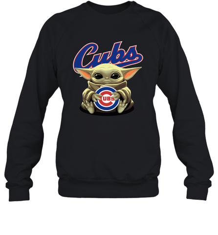 Baby Yoda Hugs Loves The Chicago Cubs Baseball Adult Sweatshirt Adult Sweatshirt / Black / S Adult Sweatshirt - VeigarTee