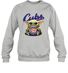 Baby Yoda Hugs Loves The Chicago Cubs Baseball Adult Sweatshirt Adult Sweatshirt - VeigarTee