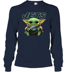 Baby Yoda Loves The New York Jets Star Wars Baby Yoda Hugs Jets NFL Adult Long Sleeve T-Shirt Adult Long Sleeve T-Shirt - VeigarTee
