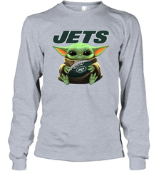 Baby Yoda Loves The New York Jets Star Wars Baby Yoda Hugs Jets NFL Adult Long Sleeve T-Shirt Adult Long Sleeve T-Shirt - VeigarTee