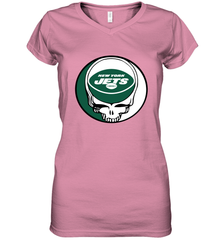 New York Jets Grateful Dead Steal Your Face NFL Football Womens V-Neck T-Shirt Womens V-Neck T-Shirt - VeigarTee