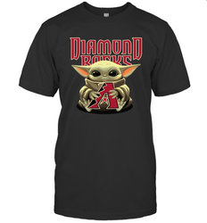 Baby Yoda Hugs Loves The Arizona Diamondbacks Baseball Mens T-Shirt