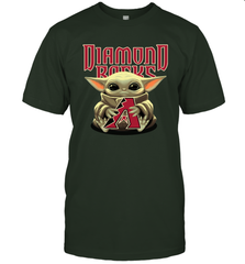 Baby Yoda Hugs Loves The Arizona Diamondbacks Baseball Mens T-Shirt Mens T-Shirt - VeigarTee