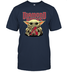Baby Yoda Hugs Loves The Arizona Diamondbacks Baseball Mens T-Shirt