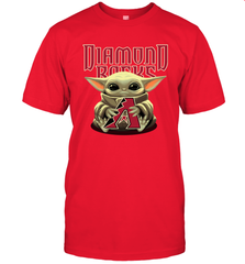 Baby Yoda Hugs Loves The Arizona Diamondbacks Baseball Mens T-Shirt Mens T-Shirt - VeigarTee
