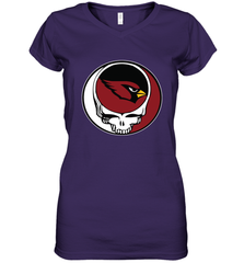 Arizona Cardinals Grateful Dead Steal Your Face NFL Football Womens V-Neck T-Shirt Womens V-Neck T-Shirt - VeigarTee