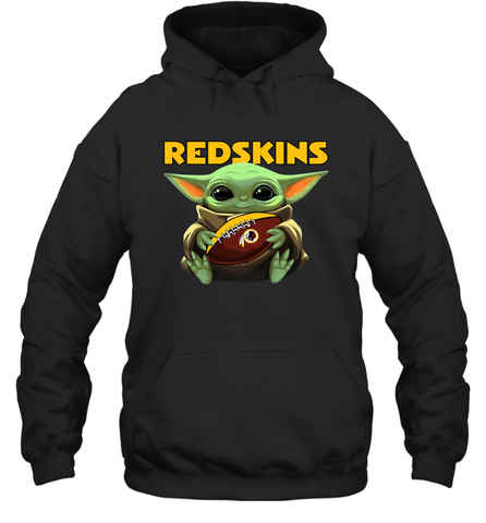 Baby Yoda Loves The Washington Redskins Star Wars Baby Yoda Hugs Redskins NFL Adult Hoodie Sweatshirt Adult Hoodie Sweatshirt / Black / S Adult Hoodie Sweatshirt - VeigarTee