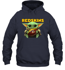 Baby Yoda Loves The Washington Redskins Star Wars Baby Yoda Hugs Redskins NFL Adult Hoodie Sweatshirt Adult Hoodie Sweatshirt - VeigarTee