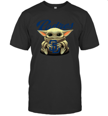 Baby Yoda Hugs Loves The San Diego Padres Baseball Mens T-Shirt Mens T-Shirt - VeigarTee