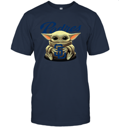 Baby Yoda Hugs Loves The San Diego Padres Baseball Mens T-Shirt
