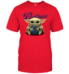 Baby Yoda Hugs Loves The San Diego Padres Baseball Mens T-Shirt Mens T-Shirt - VeigarTee
