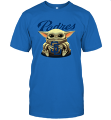 Baby Yoda Hugs Loves The San Diego Padres Baseball Mens T-Shirt Mens T-Shirt - VeigarTee
