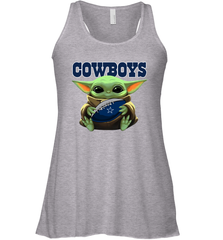 Baby Yoda Loves The Dallas Cowboys Star Wars Baby Yoda Hugs Cowboys NFL Womens Racerback Tank Top Womens Racerback Tank Top - VeigarTee