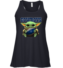 Baby Yoda Loves The Dallas Cowboys Star Wars Baby Yoda Hugs Cowboys NFL Womens Racerback Tank Top Womens Racerback Tank Top - VeigarTee