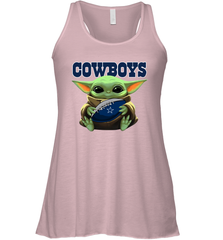 Baby Yoda Loves The Dallas Cowboys Star Wars Baby Yoda Hugs Cowboys NFL Womens Racerback Tank Top Womens Racerback Tank Top - VeigarTee