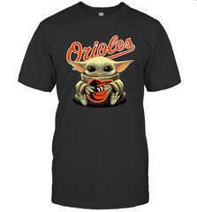 Baby Yoda Hugs Loves The Baltimore Orioles Baseball Mens T-Shirt Mens T-Shirt - VeigarTee