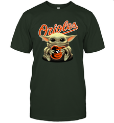 Baby Yoda Hugs Loves The Baltimore Orioles Baseball Mens T-Shirt Mens T-Shirt - VeigarTee