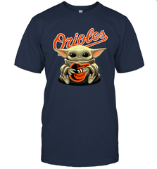 Baby Yoda Hugs Loves The Baltimore Orioles Baseball Mens T-Shirt Mens T-Shirt - VeigarTee