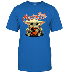 Baby Yoda Hugs Loves The Baltimore Orioles Baseball Mens T-Shirt Mens T-Shirt - VeigarTee