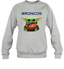 Baby Yoda Loves The Denver Broncos Star Wars Baby Yoda Hugs Broncos NFL Adult Sweatshirt Adult Sweatshirt - VeigarTee