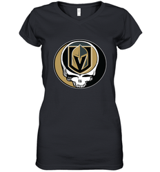 Vegas Golden Knights Grateful Dead Steal Your Face Hockey NHL Womens V-Neck T-Shirt