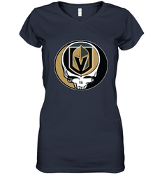 Vegas Golden Knights Grateful Dead Steal Your Face Hockey NHL Womens V-Neck T-Shirt