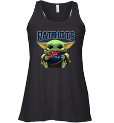 Baby Yoda Loves The New England Patriots Star Wars Baby Yoda Hugs Patriots NFL Womens Racerback Tank Top Womens Racerback Tank Top - VeigarTee