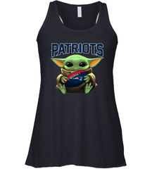 Baby Yoda Loves The New England Patriots Star Wars Baby Yoda Hugs Patriots NFL Womens Racerback Tank Top Womens Racerback Tank Top - VeigarTee