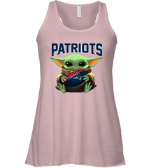 Baby Yoda Loves The New England Patriots Star Wars Baby Yoda Hugs Patriots NFL Womens Racerback Tank Top Womens Racerback Tank Top - VeigarTee