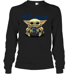 Baby Yoda Hugs Loves The San Diego Padres Baseball Adult Long Sleeve T-Shirt Adult Long Sleeve T-Shirt - VeigarTee