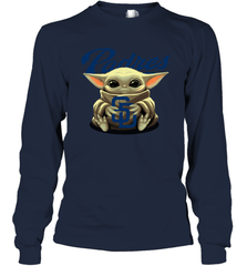 Baby Yoda Hugs Loves The San Diego Padres Baseball Adult Long Sleeve T-Shirt Adult Long Sleeve T-Shirt - VeigarTee