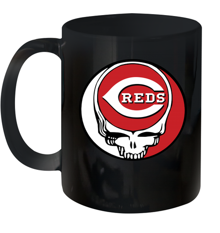 Cincinnati Reds Grateful Dead Steal Your Face Baseball Ceramic Mug 11oz Ceramic Mug 11oz / Black / 11oz Ceramic Mug 11oz - VeigarTee