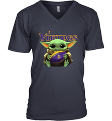 Baby Yoda Loves The Minnesota Vikings Star Wars Baby Yoda Hugs Vikings NFL Mens V-Neck T-Shirt Mens V-Neck T-Shirt - VeigarTee