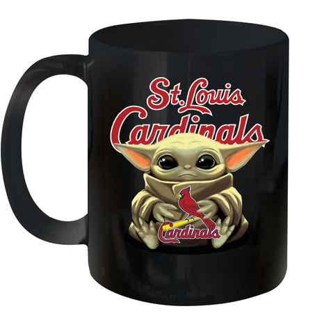 Baby Yoda Hugs Loves The St Louis Cardinals Baseball Ceramic Mug 11oz Ceramic Mug 11oz / Black / 11oz Ceramic Mug 11oz - VeigarTee