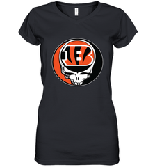 Cincinnati Bengals Grateful Dead Steal Your Face NFL Football Womens V-Neck T-Shirt Womens V-Neck T-Shirt - VeigarTee